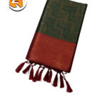 Dark Green Tassel Saree with Maroon Zari Border