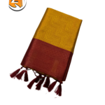 Antique Gold Tassel Saree with Maroon Zari Border
