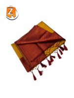 Antique Gold Tassel Saree with Maroon Zari Border