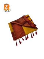 Antique Gold Tassel Saree with Maroon Zari Border