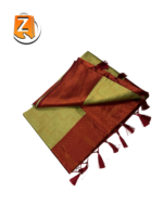 Olive Green Tassel Saree with Maroon Zari Border