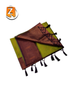 Green Silk Tassel Saree with Maroon Zari Border