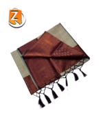 Grey Tassel Saree with Maroon Zari Border