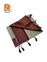 Grey Tassel Saree with Maroon Zari Border