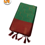 Green Tassel Saree with Maroon Zari Border