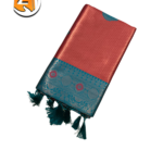 Rust Orange & Teal Green Kanjivaram Style Brocade Silk Saree