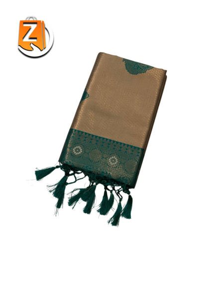 Beige Gold body with Teal Green Brocade Border