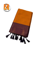 Mustard Gold Tassel Saree with Maroon Zari Border