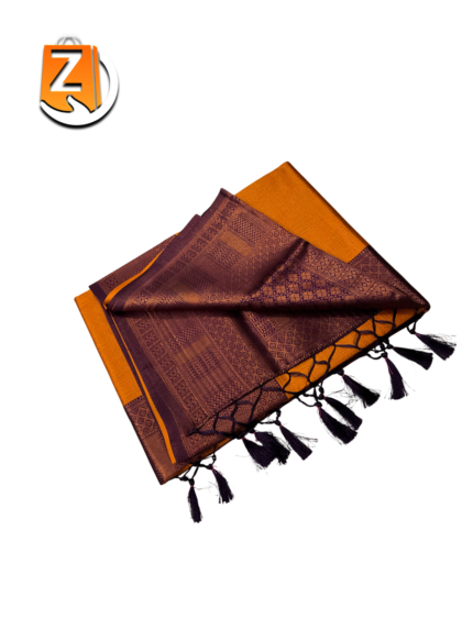 Mustard Gold Tassel Saree with Maroon Zari Border