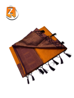 Mustard Gold Tassel Saree with Maroon Zari Border