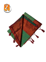 Green Tassel Saree with Maroon Zari Border