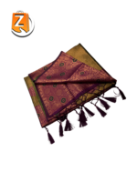 Antique Olive Gold & Purple Kanjivaram Style Brocade Silk Saree with Tassels