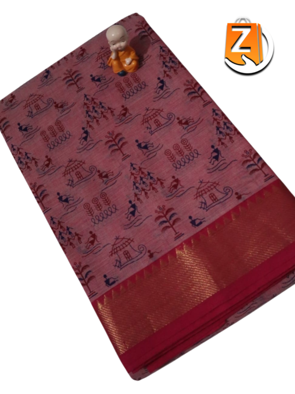 Warli Print Pure Cotton Saree | Traditional Ethnic Wear