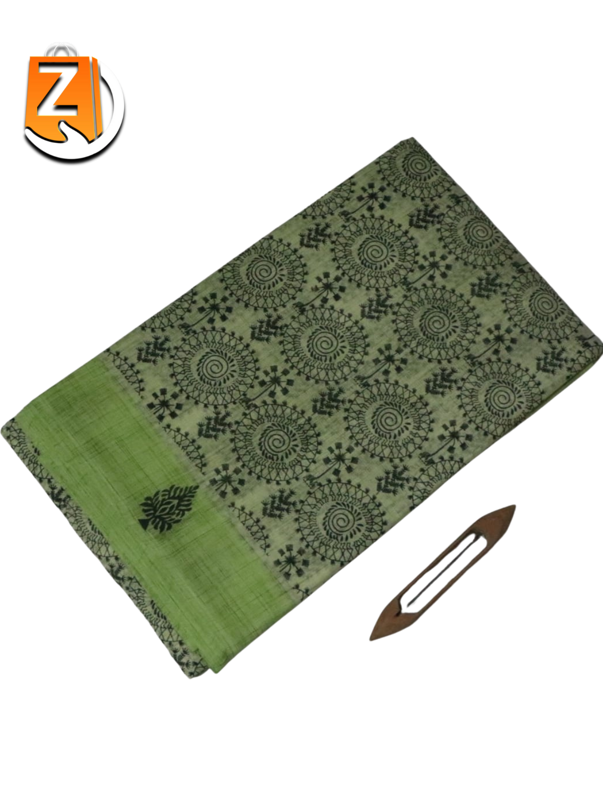 Olive Green Pure Cotton Printed Saree