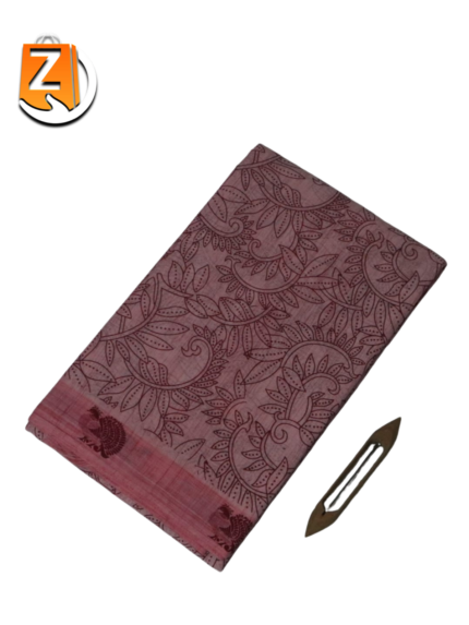 rose pink pure cotton printed saree