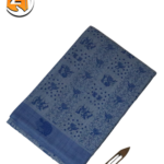 steel blue pure cotton printed saree