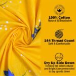 HOMDAZAL Cotton King Fitted (Elastic) 144 TC Geometric Bedsheet (Pack of 1, Mustard Print) - Image 3