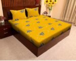 HOMDAZAL Cotton King Fitted (Elastic) 144 TC Geometric Bedsheet (Pack of 1, Mustard Print) - Image 4