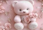 pink teddy 7d digital printed bedsheet