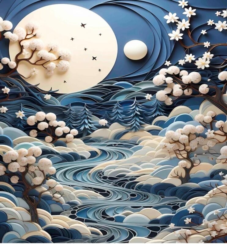 Blue Moon 7D digital printed king size cotton flat bedsheet