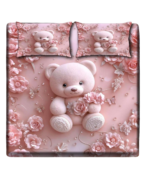 pink teddy 7d digital printed bedsheet