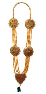 Sandhana Maalai – 4 Line Chandan Tikka Garland | Handmade Scented Traditional Floral Malai with Tassels & Pendant for VIP Welcome & Pooja