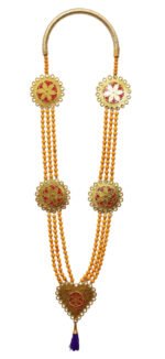 Sandhana Maalai – 3 Line Chandan Tikka Garland | Handmade Scented Traditional Floral Malai with Tassels & Pendant for VIP Welcome & Pooja
