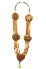 Sandhana Maalai – 5 Line Chandan Tikka Garland | Handmade Scented Traditional Floral Malai with Tassels & Pendant for VIP Welcome & Pooja