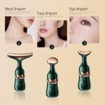 3-in-1 Face, Neck & Eye Vibration Facial Massager | Skin Firming & Sculpting Beauty Device for Glowing Skin (Green) - Image 8