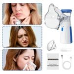 Portable Handheld Mesh Nebulizer Machine | USB Rechargeable Cool Mist Inhaler for Cold & Cough | Personal Nebulizer for Adults & Kids with Masks & Mouthpiece (White) - Image 4
