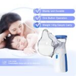 Portable Handheld Mesh Nebulizer Machine | USB Rechargeable Cool Mist Inhaler for Cold & Cough | Personal Nebulizer for Adults & Kids with Masks & Mouthpiece (White) - Image 2