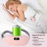 Portable Cordless Heating Pad for Menstrual Cramp Relief | USB Rechargeable Heating Belt with Adjustable Heat & Massage Modes (Pink) - Image 2