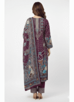 Women’s Maroon Embroidered Kurta Set with Golden Zari Work – Straight Cut Ethnic Wear with Matching Pants & Dupatta (Unstitched) - Image 2