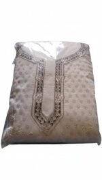 Women’s Embroidered Salwar Suit Set Beige – Sequin Work Anarkali Kurta with Dupatta & Pants | 3 Piece Ethnic Wear (Unstitched) - Image 3