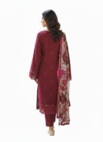 Women’s Maroon Embroidered Pakistani Suit Set – Floral Design Salwar Kameez with Dupatta | 3-Piece Ethnic Wear (Readymade – XL) - Image 2