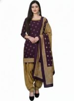 Women’s Cotton Printed Salwar Suit Set – Navy Blue Polka Dot Kurta with Patiala Pants & Dupatta | Ethnic Wear (Unstitched – M)