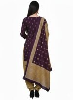 Women’s Cotton Printed Salwar Suit Set – Navy Blue Polka Dot Kurta with Patiala Pants & Dupatta | Ethnic Wear (Unstitched – M) - Image 2