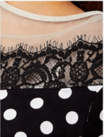 Women’s Black Polka Dot Top with Lace Neck | Stylish Casual Western Top for Women - Image 3