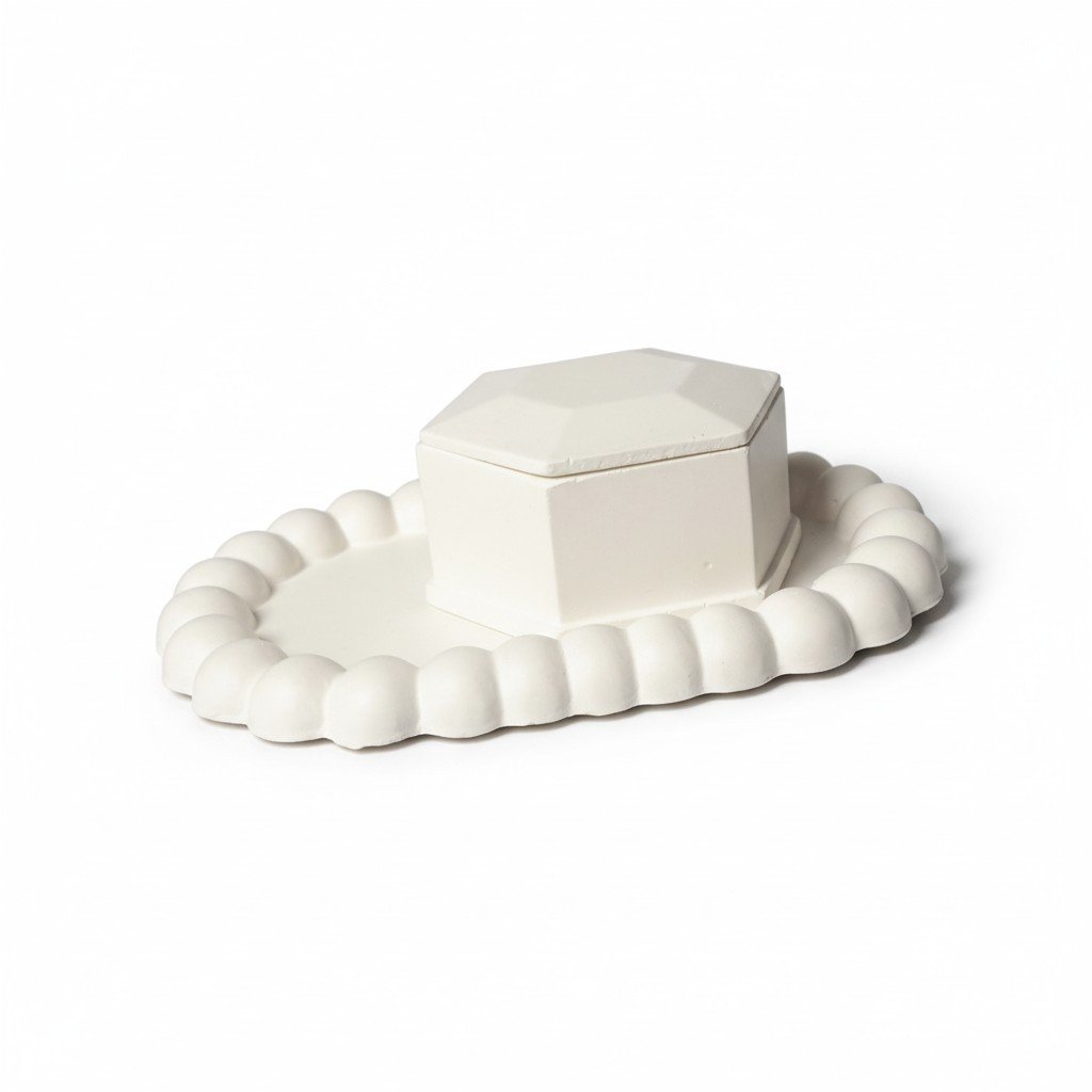 57 Bubble Tray + Hexagon Jewellery Box Combo Set | Minimal Home Decor Organizer (Combo 3) - Image 1