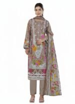 Women’s Embroidered Floral Salwar Suit Set – Traditional Kurta with Pants & Dupatta | 3-Piece Ethnic Wear (Unstitched)