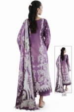 Women's Purple Embroidered Lawn Suit 3-Piece Set with Dupatta | Floral Print Anarkali Kurta with Pants | Stitched XXL - Image 2