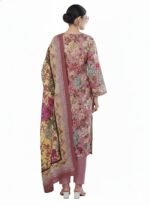Women’s Pink Floral Embroidered Lawn Suit Set – Pakistani Salwar Kameez with Dupatta | 3-Piece Ethnic Wear (Unstitched) - Image 2