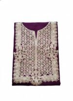 Women’s Purple Embroidered Kashmiri Salwar Suit Set with Dupatta – Gold Embellished Traditional Ethnic Wear (Unstitched) - Image 3