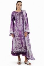 Women’s Lavender Purple Embroidered Pakistani Suit – Floral Embellished Kurta with Dupatta & Pants | 3-Piece Ethnic Wear (XL)