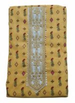 Women’s Yellow Cotton Salwar Suit Set – Printed Kurta with Pant & Embroidered Dupatta | 3-Piece Unstitched Dress Material - Image 3
