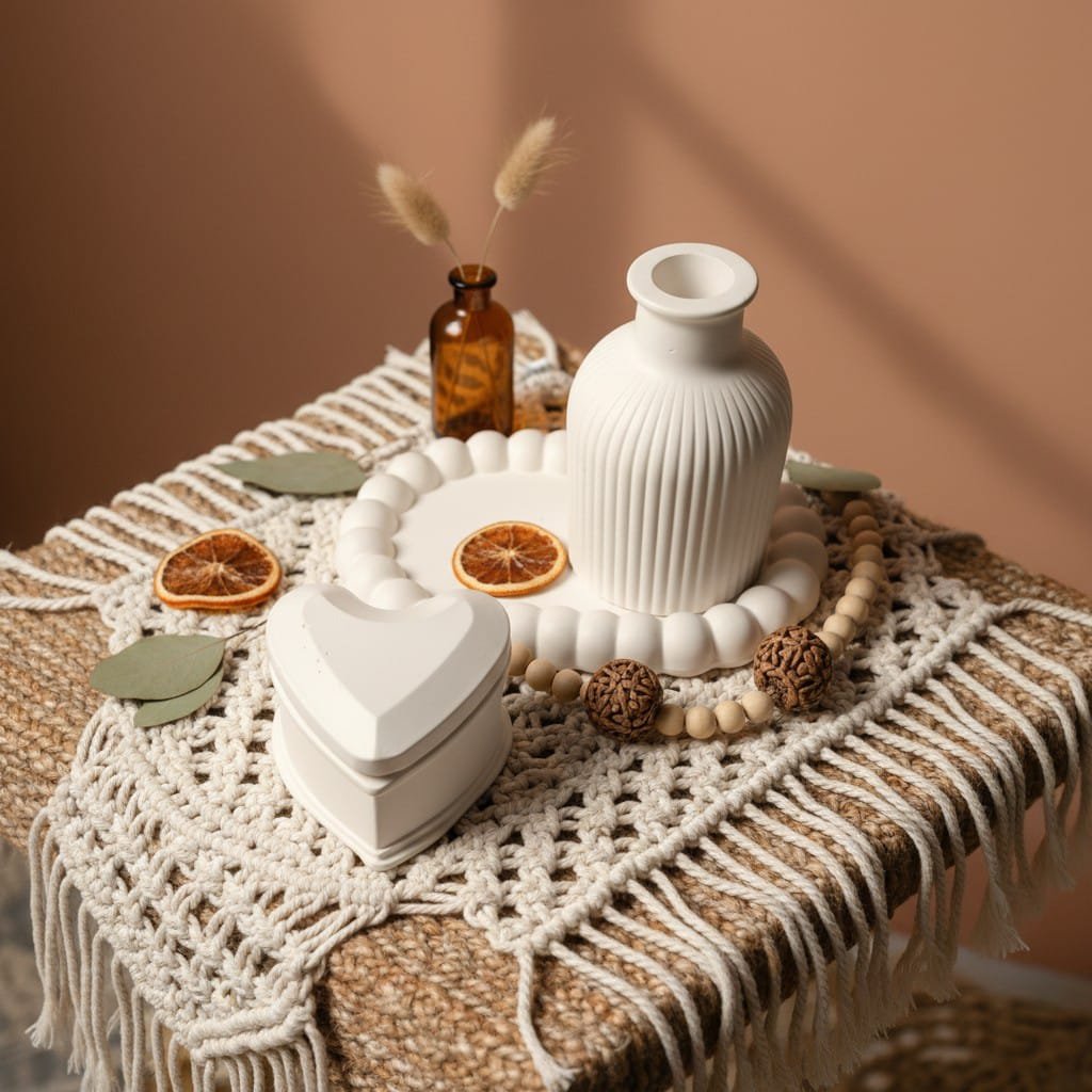 68 (2) Bubble Tray + Vase + Heart Jewellery Box Combo Set | Decorative Home Decor Gift Combo (Combo 8) - Image 1