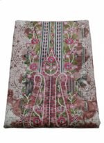 Women’s Pink Floral Embroidered Lawn Suit Set – Pakistani Salwar Kameez with Dupatta | 3-Piece Ethnic Wear (Unstitched) - Image 3