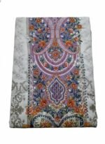 Women’s Embroidered Lawn Cotton Suit Set – Floral Print Kurta with Pants & Dupatta | Navy Blue & Purple Ethnic Wear (Unstitched) - Image 3