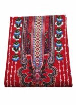 Women’s Red Printed Salwar Suit Set – Floral Embroidered Kurti with Palazzo & Dupatta | Traditional Pakistani Style Dress (Unstitched) - Image 3