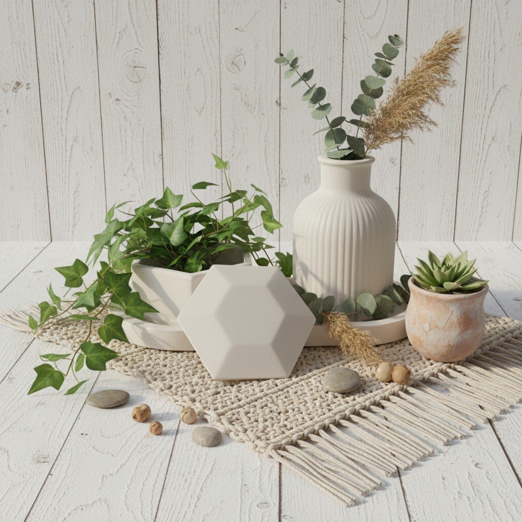 89 Trinket Tray + Decorative Vase + Hexagon Jewellery Box | Minimal Home Decor Organizer Set -Combo 6 - Image 1